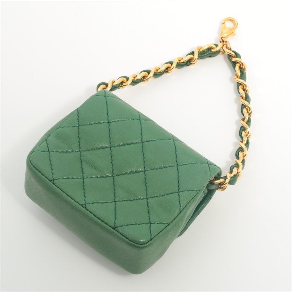 Sold Chanel Vintage Green Lambskin Matelasse Quilted Micro Mini classic flap bag - Picture 3 of 6